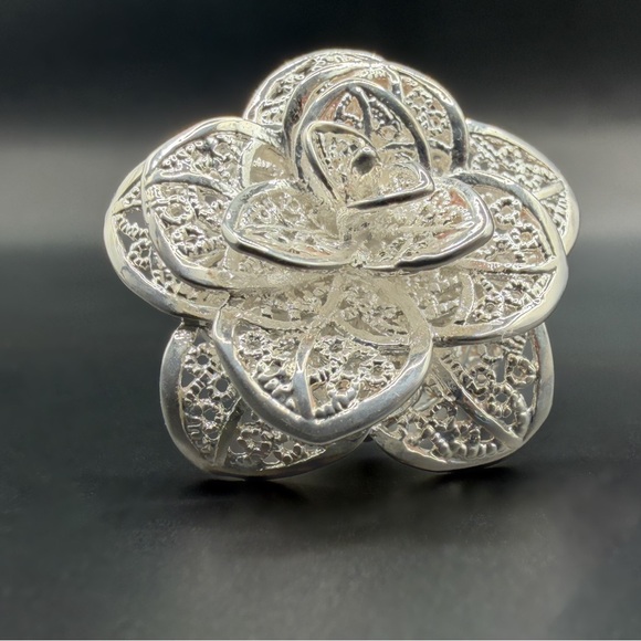 Jewelry - 925 Sterling Silver Adjustable Floral Filigree Ring